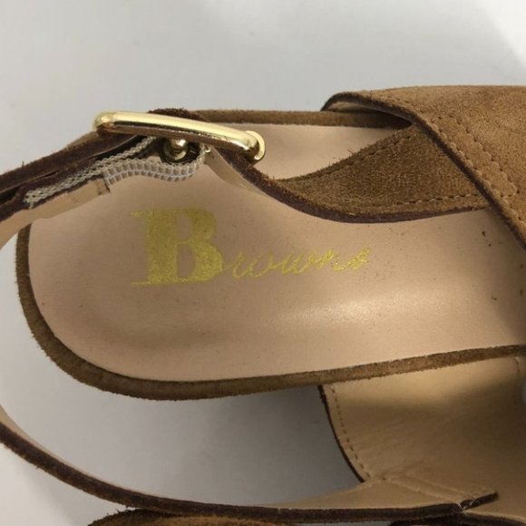 Browns tan metal gold ring sandals block heel size 6 - Picture 10 of 14